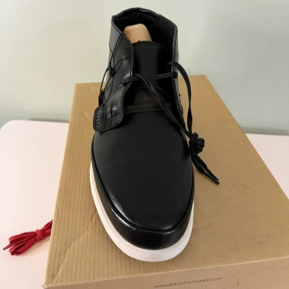 Vlado Men's Black Chukka Genuine Leather Lace Up Ankle Boots Size 12‎ NIB